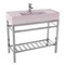 Pink Console Sink With Chrome Base, Modern, 40